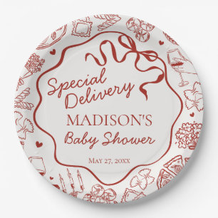 Italiaanse pastaspeciale baby shower met speciale  papieren bordje