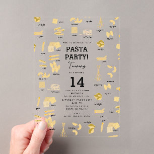 Italiaanse pastavormen & namen Pasta maken verjaar Acryl Uitnodigingen