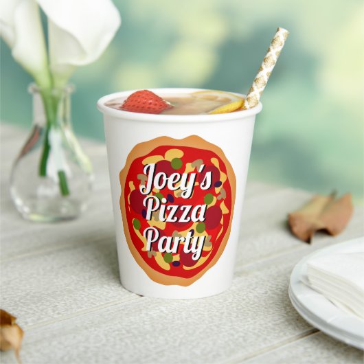 Italiaanse pepperoni pizza aangepast Birthday part Papieren Bekers (Insitu)