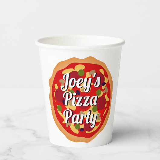 Italiaanse pepperoni pizza aangepast Birthday part Papieren Bekers (Achterkant)