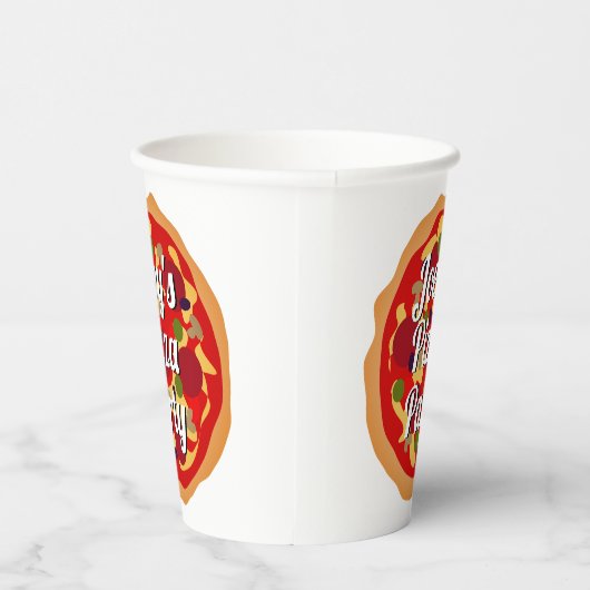 Italiaanse pepperoni pizza aangepast Birthday part Papieren Bekers (Rechts)