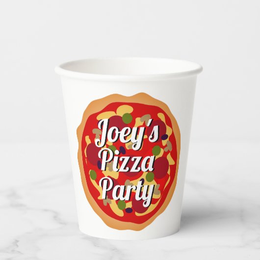 Italiaanse pepperoni pizza aangepast Birthday part Papieren Bekers (Voorkant)
