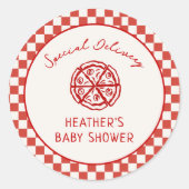 Italiaanse Pizza Baby Shower Favor Special Deliver Ronde Sticker (Voorkant)