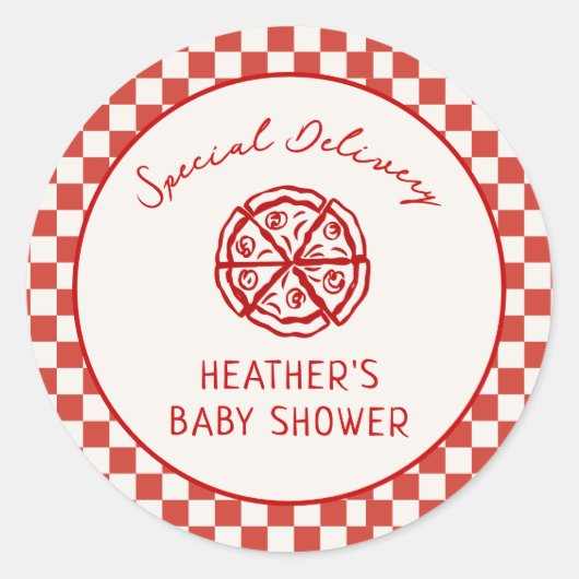 Italiaanse Pizza Baby Shower Favor Special Deliver Ronde Sticker (Voorkant)