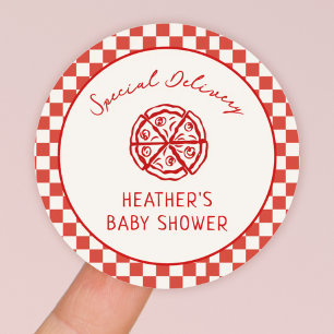 Italiaanse Pizza Baby Shower Favor Special Deliver Ronde Sticker