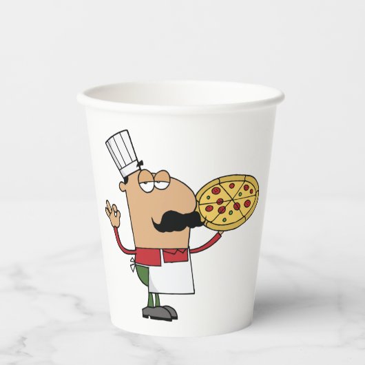 Italiaanse Pizza Chef Papieren Bekers (Voorkant)