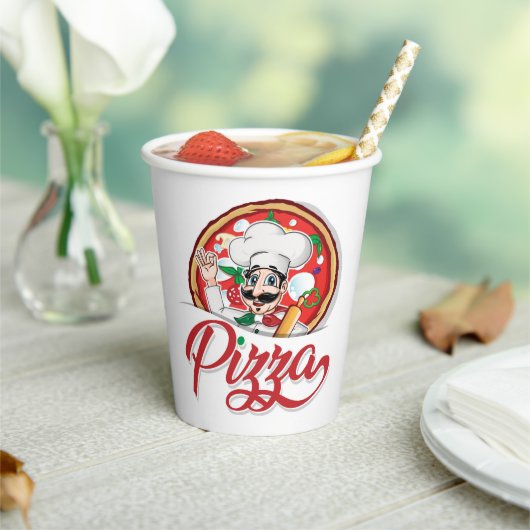 Italiaanse Pizza Chef Papieren Bekers (Insitu)