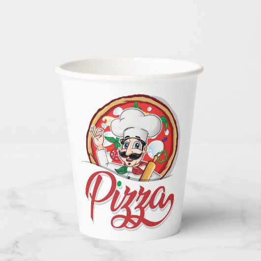 Italiaanse Pizza Chef Papieren Bekers (Voorkant)