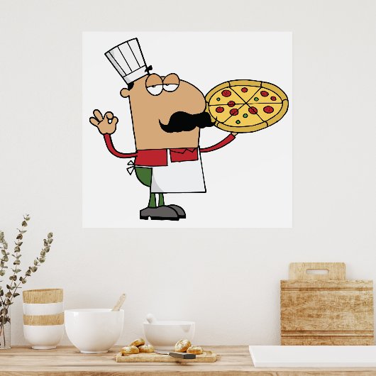 Italiaanse Pizza Chef Poster (Keuken)