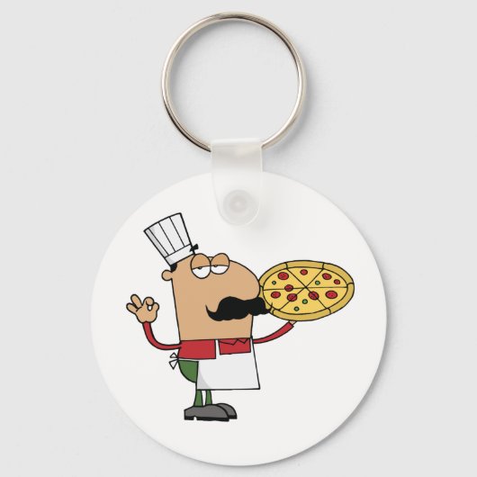 Italiaanse Pizza Chef Sleutelhanger (Voorkant)