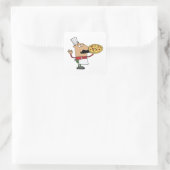 Italiaanse Pizza Chef Vierkante Sticker (Tas)