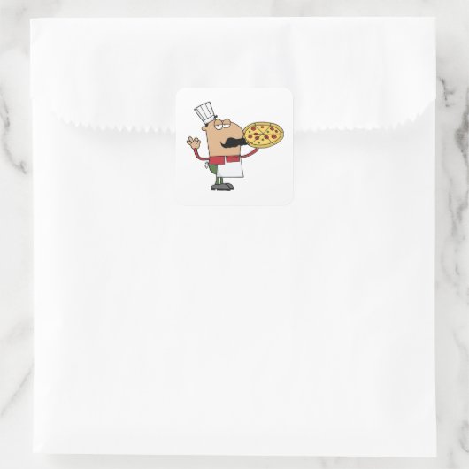 Italiaanse Pizza Chef Vierkante Sticker (Tas)