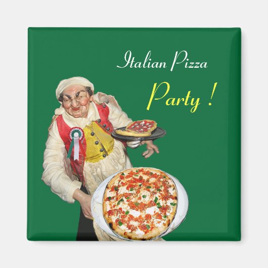 ITALIAANSE PIZZA, groen Magneet (Voorkant)