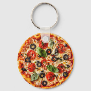 Italiaanse pizza met tomaten, olijven en basilicum sleutelhanger