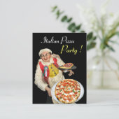 ITALIAANSE PIZZA PARTIJ Black Recipe Briefkaart (Staand voorkant)