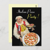 ITALIAANSE PIZZA PARTIJ Black Recipe Briefkaart (Voorkant / Achterkant)