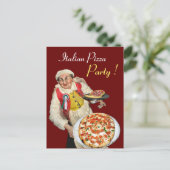 ITALIAANSE PIZZA PARTY Rood Recept Briefkaart (Staand voorkant)