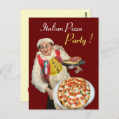 ITALIAANSE PIZZA PARTY Rood Recept Briefkaart (Voorkant / Achterkant)