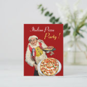 ITALIAANSE PIZZA PARTY Rood Recept Briefkaart (Staand voorkant)