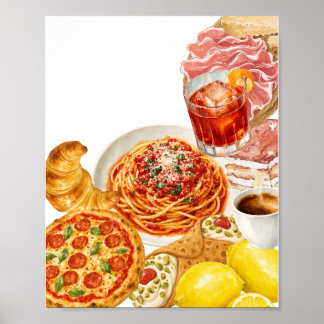 Italiaanse Pizza Pasta poster keuken