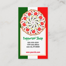 Italiaanse pizza Pepperoni-winkel of restaurant Visitekaartje