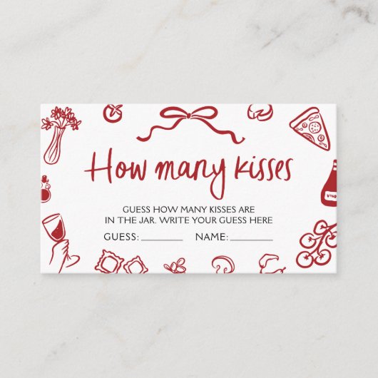 Italiaanse Pizza Raad Hoeveel Kussen Game Ticket Informatiekaartje (Voorkant)