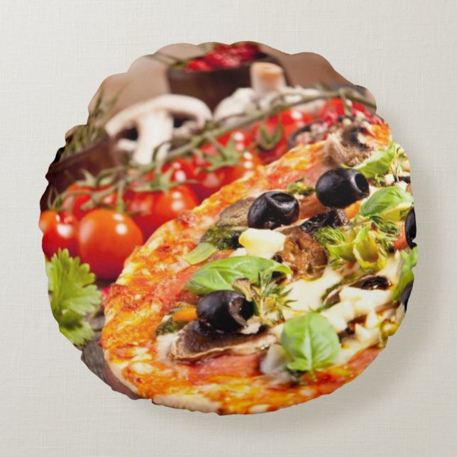Italiaanse pizza rond kussen (Voorkant)
