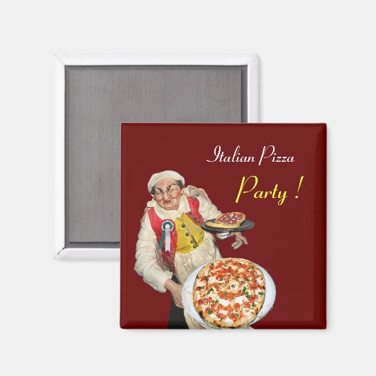 ITALIAANSE PIZZA, rood Magneet (Voorkant / Achterkant)