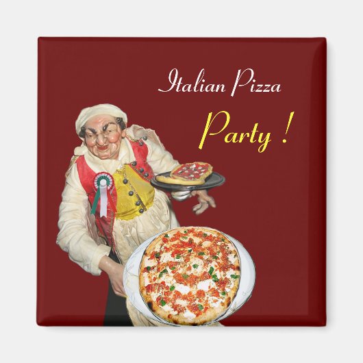 ITALIAANSE PIZZA, rood Magneet (Voorkant)