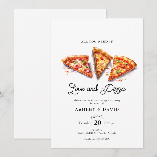 Italiaanse pizza | VRIJGEZELLENFEEST WATERVERF Kaart (Voorkant / Achterkant)