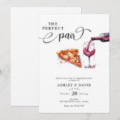 Italiaanse pizza | Wijn Trouwfeest Kaart (Voorkant / Achterkant)