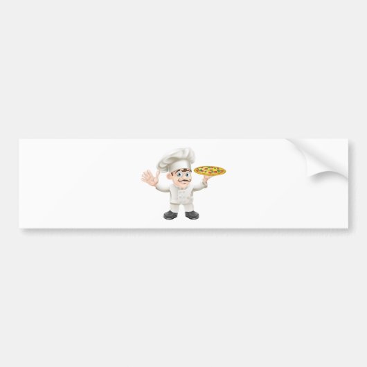 Italiaanse pizzachef-cartoon bumpersticker (Voorkant)