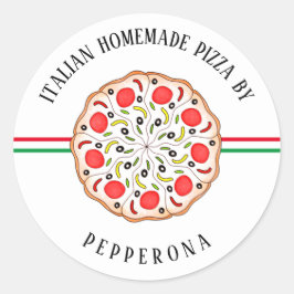 Italiaanse pizzawinkel met maat ronde sticker