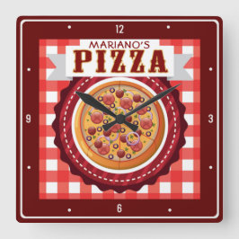 Italiaanse Pizzeria - Aangepersonaliseerde Pizza P Vierkante Klok