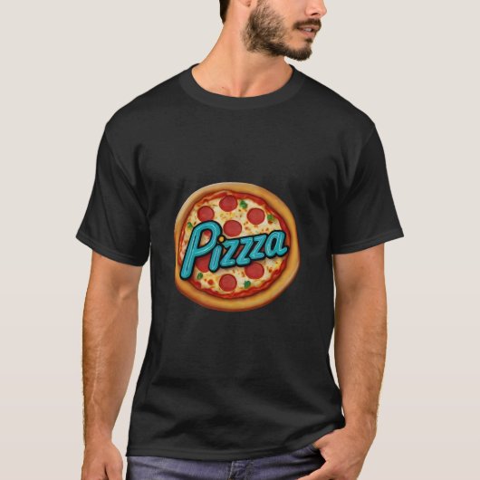 Italiaanse Pizzeria Keuken of Restaurant Zwart T-shirt (Voorkant)