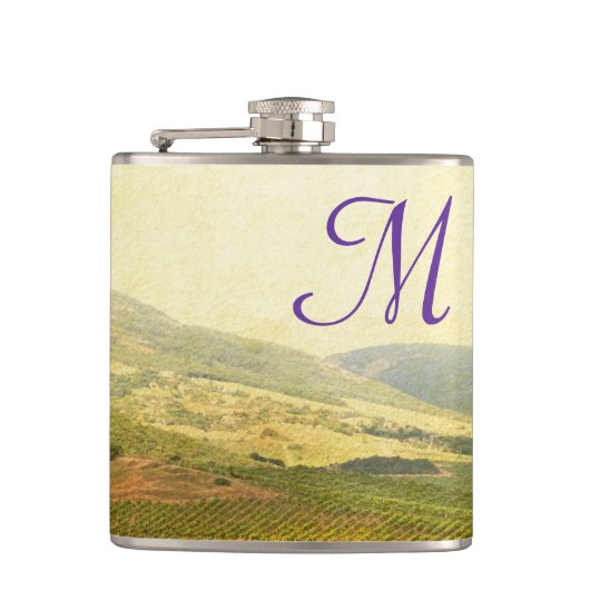 Italiaanse platteland wijnmakerij Monogram Whiskey Heupfles (Voorkant)