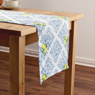 Italiaanse Positano Tuscan Blue Tegel Lemon Korte Tafelloper