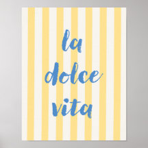 Italiaanse poster met citaat La Dolce Vita, gele s