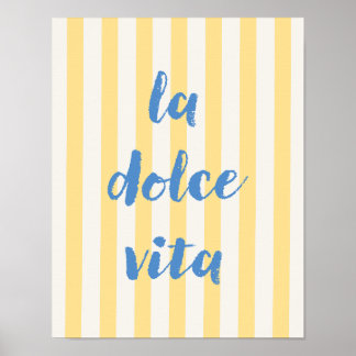Italiaanse poster met citaat La Dolce Vita, gele s