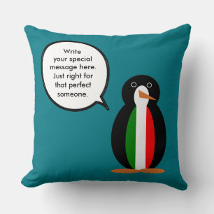 Italiaanse pratende mevrouw Pinguïn gepersonalisee Kussen