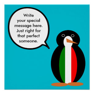 Italiaanse pratende mevrouw Pinguïn gepersonalisee Poster