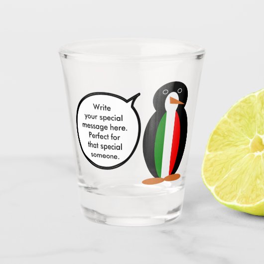 Italiaanse pratende mevrouw Pinguïn Persoonlijk  Shot Glas (Voorkant)