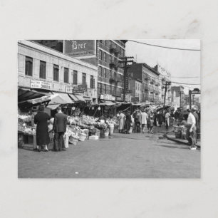 Italiaanse pushcart Market, Bronx: 1940 Briefkaart