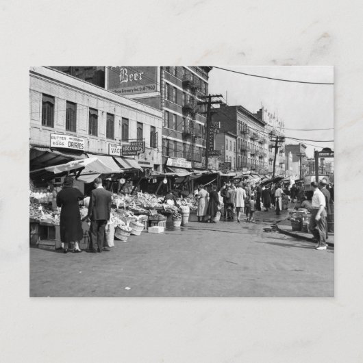 Italiaanse pushcart Market, Bronx: 1940 Briefkaart (Voorkant)