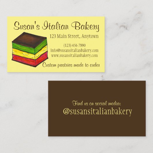Italiaanse Rainbow Seven Layer Cookie Bakkerij Visitekaartje (Voorkant / Achterkant)