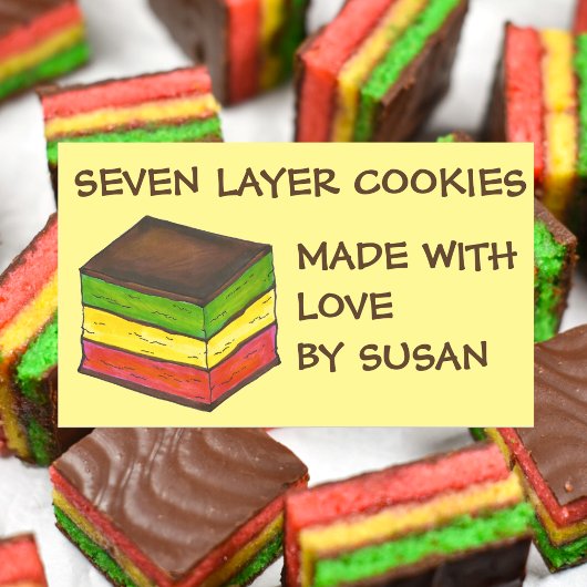 Italiaanse Rainbow Seven Layer Tricolor Cookie Bak Rechthoekige Sticker