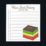 Italiaanse regenboog zeven 7-laagcookiebakkerij notitieblok<br><div class="desc">De lijst-stijl om het kaartontwerp van de lijstcontrolelijst te doen kenmerkt een originele tellerillustratie van een Italiaans regenboogkoekje (zeven laag). Pas je aan met je informatie. Er zijn ook veel extra geïllustreerde notitieblokken beschikbaar in deze winkel. Dit ontwerp is ook beschikbaar op andere producten. Zie je niet wat je zoekt?...</div>