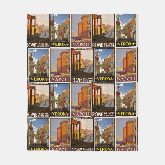 Italiaanse reisbestemming  retro  retro fleece deken (Voorkant)