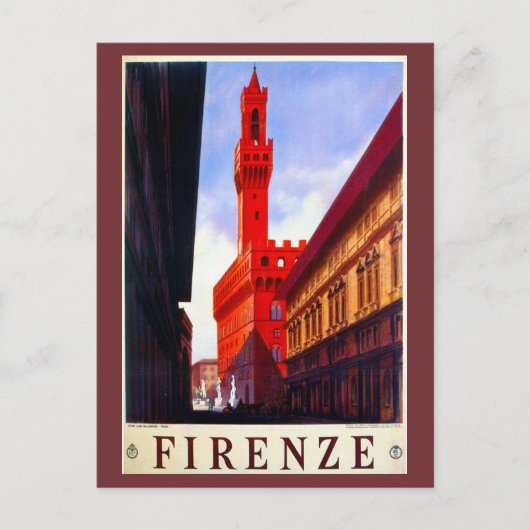 Italiaanse reisposter Florence Briefkaart (Voorkant)