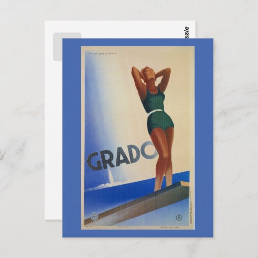  Italiaanse reisposter Grado pinup Briefkaart (Voorkant / Achterkant)
